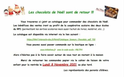 Vente de chocolats de fin d’année au profit des enfants de l’école